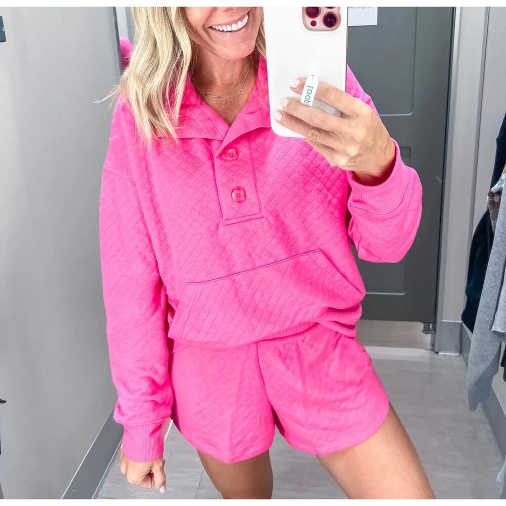 Stars Above Hot Pink Quilted Lounge Sleep Set Size L